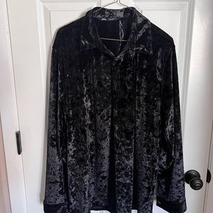 Black velvet oversized shirt